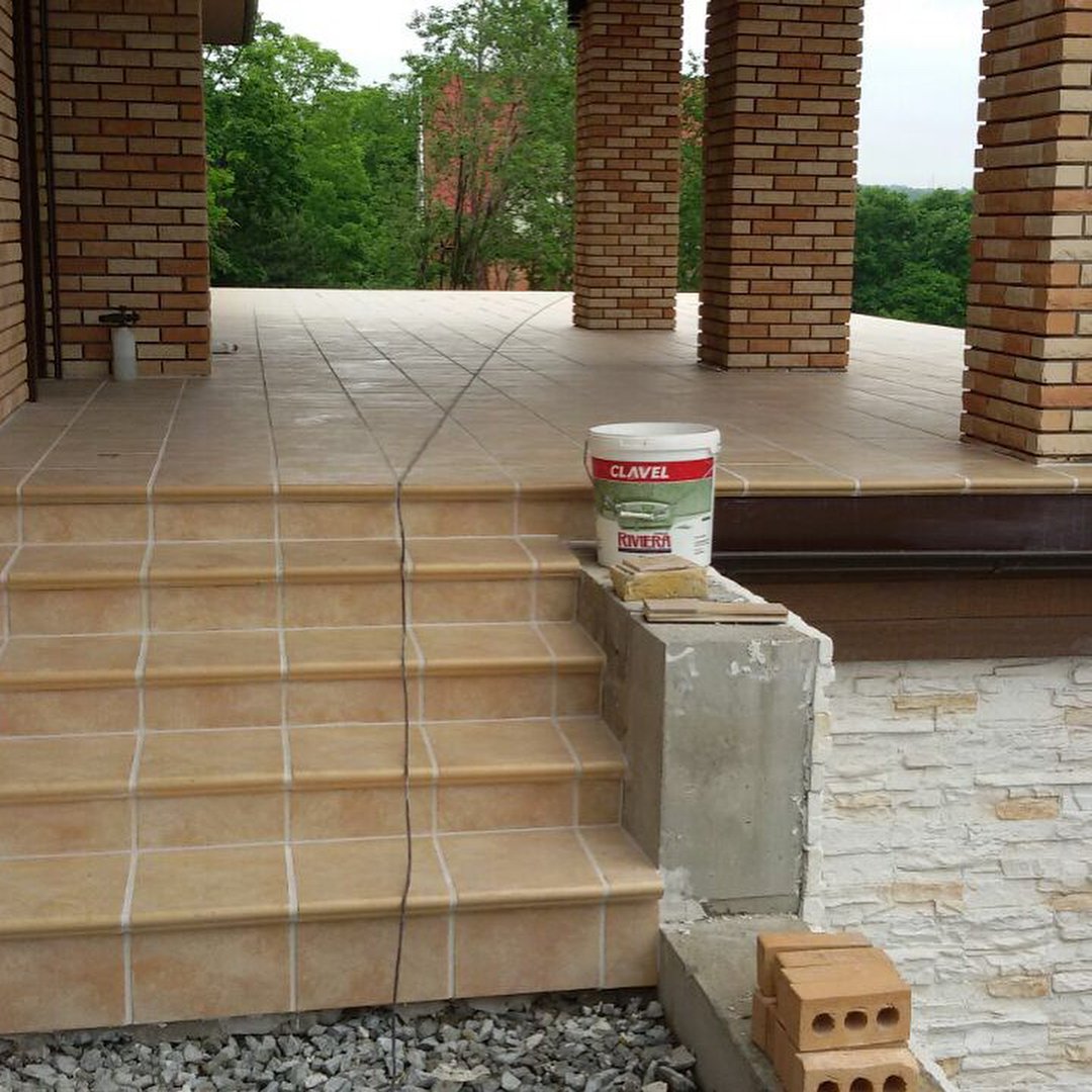 Монтаж клинкерных ступеней и плитки