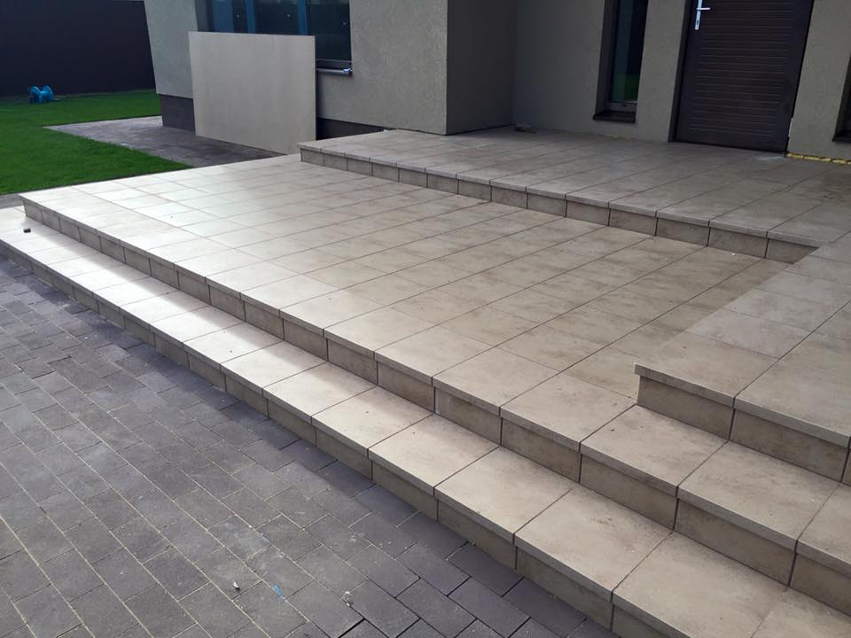 Монтаж клинкерных ступеней и плитки