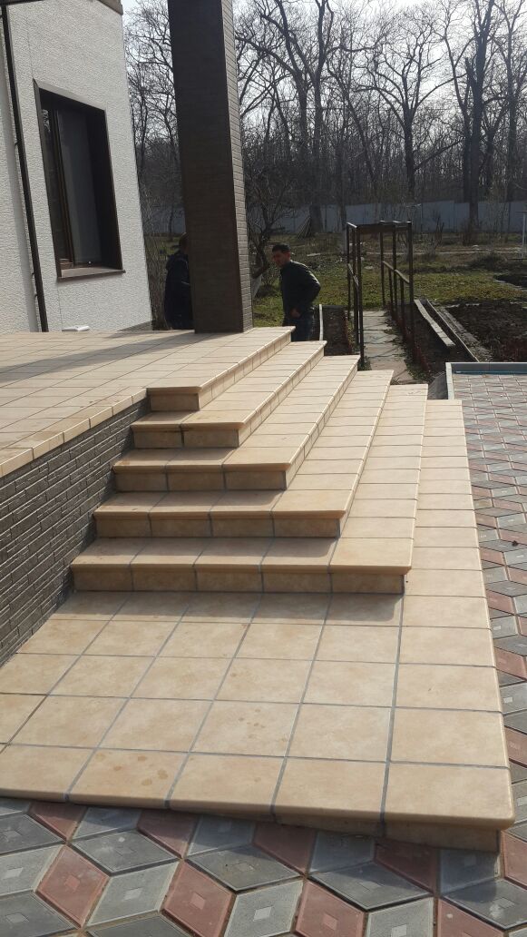 Монтаж клинкерных ступеней и плитки
