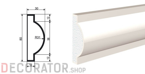Молдинг LEPNINAPLAST МВ-80/1, 2000*80*30 мм в Воронеже