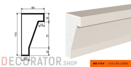 Молдинг LEPNINAPLAST МВ-110/4 2000*110*60 мм в Воронеже