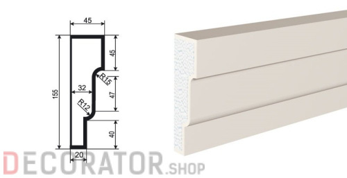 Молдинг LEPNINAPLAST МВ-155/2, 2000*155*45 мм в Воронеже