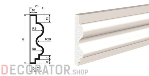 Молдинг LEPNINAPLAST МВ-90/2, 2000*90*25 мм в Воронеже