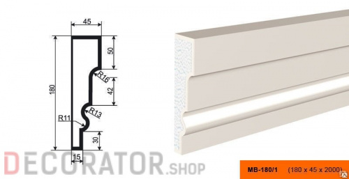 Молдинг LEPNINAPLAST МВ-180/1, 2000*180*45 мм в Воронеже