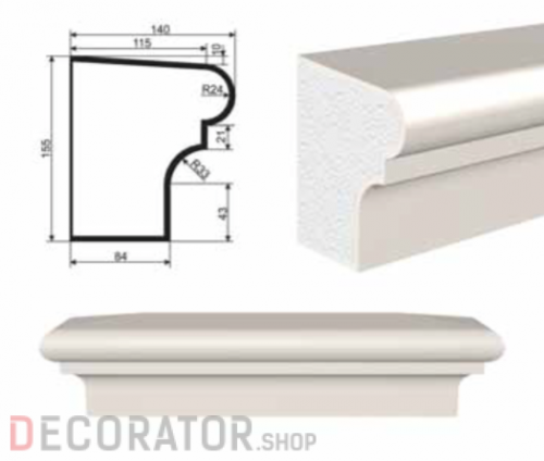 Подоконник фасадный LEPNINAPLAST ПВ-155/2, 2000*140*155 мм в Воронеже
