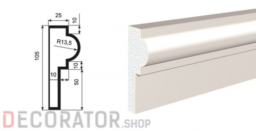 Молдинг LEPNINAPLAST МВ-105/3, 2000*105*25 мм в Воронеже