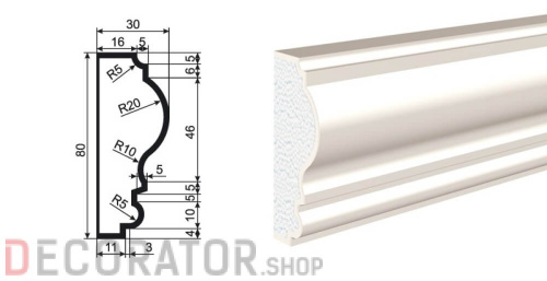 Молдинг LEPNINAPLAST МВ-80/4, 2000*80*30 мм в Воронеже