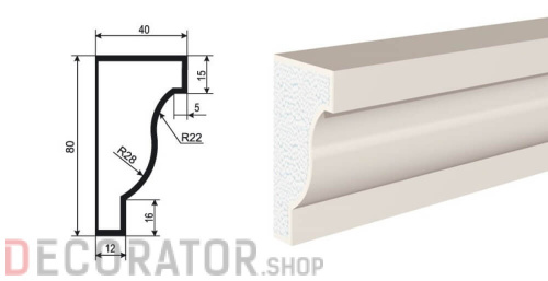Молдинг LEPNINAPLAST МВ-80/2, 2000*80*40 мм в Воронеже