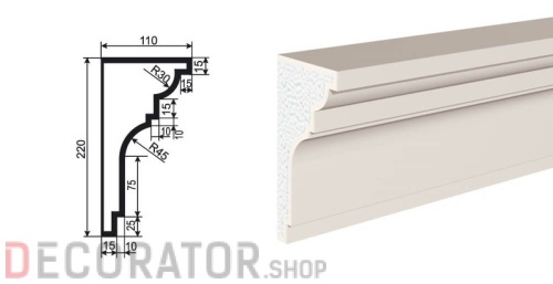 Карниз фасадный LEPNINAPLAST КВ-220/3, 2000*110*220 мм в Воронеже