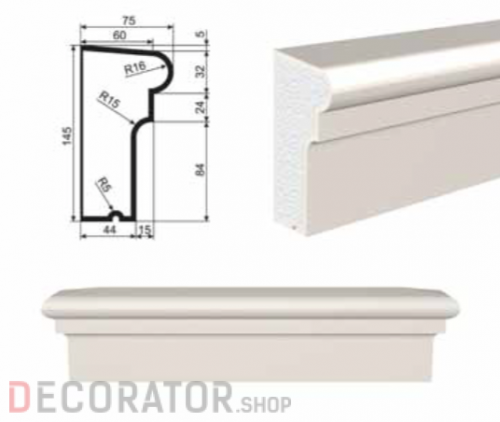 Подоконник фасадный LEPNINAPLAST ПВ-145/2, 2000*75*145 мм в Воронеже