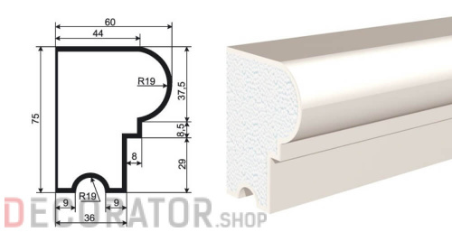 Молдинг LEPNINAPLAST МВ-75/1, 2000*75*60 мм в Воронеже