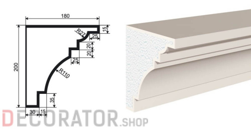 Карниз фасадный LEPNINAPLAST КВ-200/7, 2000*150*200 мм в Воронеже