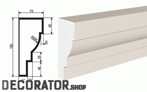 Молдинг LEPNINAPLAST МВ-180/9, 2000*180*75 мм в Воронеже