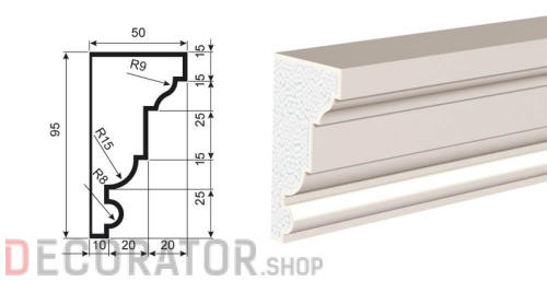 Молдинг LEPNINAPLAST МВ-95/1, 2000*95*50 мм в Воронеже