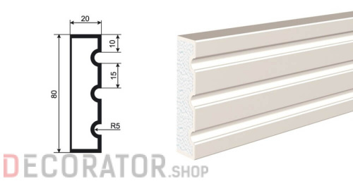 Молдинг LEPNINAPLAST МВ-80/3, 2000*80*20 мм в Воронеже