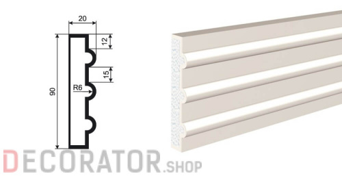 Молдинг LEPNINAPLAST МВ-90/1, 2000*90*20 мм в Воронеже