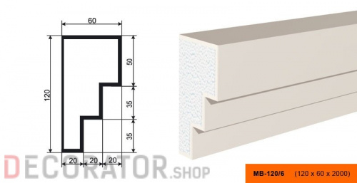 Молдинг LEPNINAPLAST МВ-120/6, 2000*120*60 мм в Воронеже