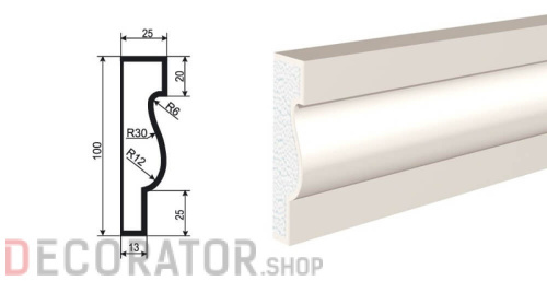 Молдинг LEPNINAPLAST МВ-100/1, 2000*100*25 мм в Воронеже