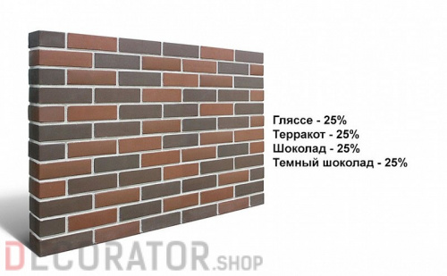 Кирпич лицевой керамический полнотелый КС-Керамик гляссе гладкий, 250*120*65 мм в Воронеже