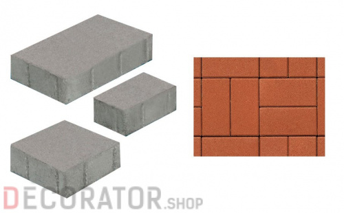 Плитка тротуарная ВЫБОР Старый город 1Ф.6, 260*160/160*160/160*100 мм, гладкая, оранжевый в Воронеже