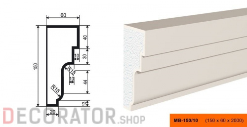 Молдинг LEPNINAPLAST МВ-150/10, 2000*150*60 мм в Воронеже