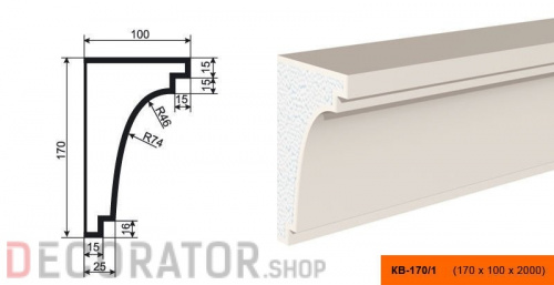 Карниз фасадный LEPNINAPLAST  КВ-170/1, 2000*100*170 мм в Воронеже