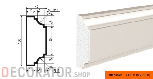 Молдинг LEPNINAPLAST МВ-100/2, 2000*100*40 мм в Воронеже