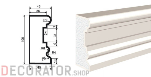 Молдинг LEPNINAPLAST МВ-100/3, 2000*100*45 мм в Воронеже