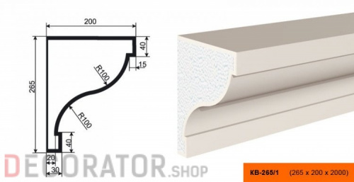 Карниз фасадный LEPNINAPLAST КВ-265/1, 2000*200*265 мм в Воронеже