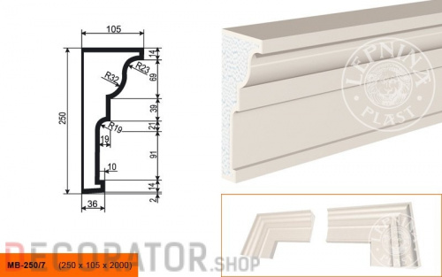 Молдинг LEPNINAPLAST МВ-250/7, 2000*250*105 мм в Воронеже